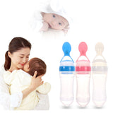 Infant Silicone Baby Feeding Bottle with Spoon Food Rice Cereal Bottle