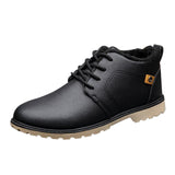 Tangnest Man's Solid Patchwork Charm Warm Plush Ankle Boots Men Handmade PU Leather Shoes Men 2017 New Winter Snow Boots XMX670