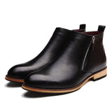 Tangnest Men Boots 2017 Fashion Pointed Toe Ankle Boots Winter Casual Men Genuine Leather Boots Man Flat Shoes Size 38-43 XMP368
