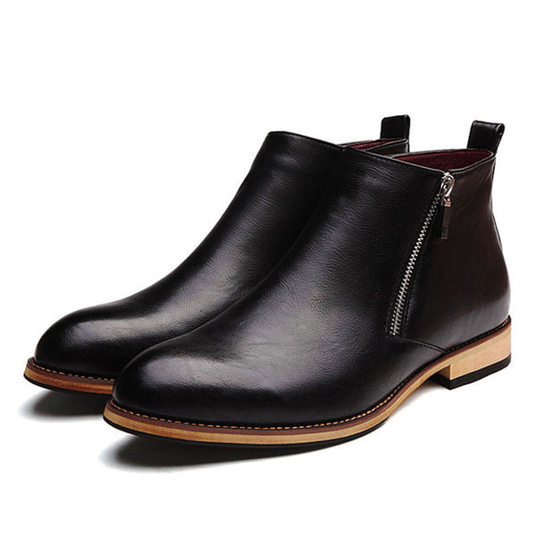 Tangnest Men Boots 2017 Fashion Pointed Toe Ankle Boots Winter Casual Men Genuine Leather Boots Man Flat Shoes Size 38-43 XMP368
