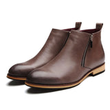 Tangnest Men Boots 2017 Fashion Pointed Toe Ankle Boots Winter Casual Men Genuine Leather Boots Man Flat Shoes Size 38-43 XMP368