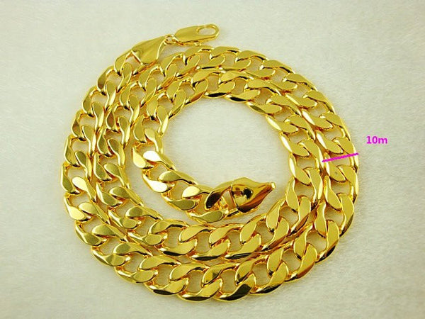 Wholesale Super deal New arrival fashion Jewelry vacuum plated 24K gold 10MM x 60CM Men's necklace!Free Shipping JXL004