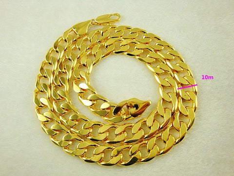 Wholesale Super deal New arrival fashion Jewelry vacuum plated 24K gold 10MM x 60CM Men's necklace!Free Shipping JXL004