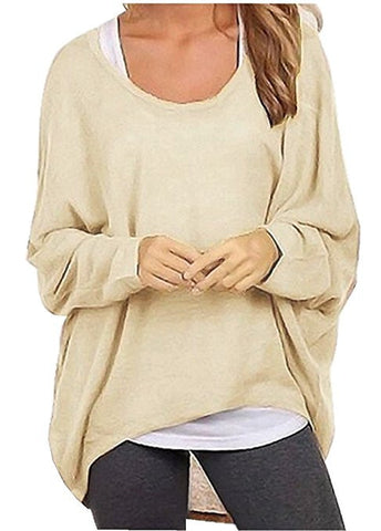 Women's Casual Oversized Baggy Off-Shoulder Shirts Pullover Tops