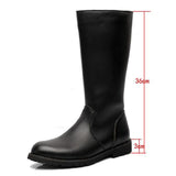 Tangnest NEW Autumn Men Motorcycle Boots Cow Split Leather Mid-Calf Boots For Male Pointed Toe High Top Shoes Size 37~45 XMX853