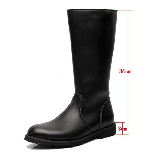 Tangnest NEW Autumn Men Motorcycle Boots Cow Split Leather Mid-Calf Boots For Male Pointed Toe High Top Shoes Size 37~45 XMX853