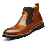 Tangnest Newest 2018 Men's Ankle Boots British Style Cow Split Leather Chelsea Boots Casual Rubber Shoes Man Size 38-44 XMX533