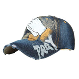 Women Men Baseball Cap Hand Painted Denim Rhinestone Baseball Cap  Adjustable bone masculino Snapback Hip Hop Flat Hat