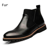 Tangnest Newest 2018 Men's Ankle Boots British Style Cow Split Leather Chelsea Boots Casual Rubber Shoes Man Size 38-44 XMX533