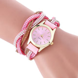 Wrap Around Fashion Leather Bracelet Lady Womans Wrist Watch
