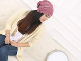 Unisex Cotton Beanies Soft Stretch Slouchy Sleep Cap Fashion Stripe Cap Baotou Cap