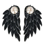 Women's Cool Jewelry Angel Wings Rhinestone Alloy Drop Stud Earrings A