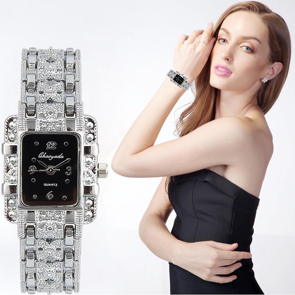 Women's Stainless Steel Quartz Watch Rhinestone Crystal Analog Wrist Watch