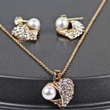 Women's Elegant Vintage Heart-shaped Necklace Statement Earrings Jewelry Set