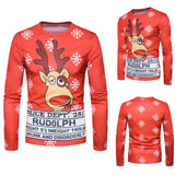  Men Autumn Winter Xmas Christmas PrintingTop Men's Long-sleeved T-shirt Blouse