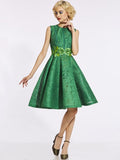 Embroidery Green Women's Day Dress