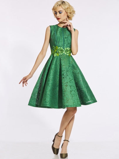 Embroidery Green Women's Day Dress