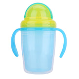 230ml Baby Kids Cup Children Straw Water Bottle Feeding Drinking Silicone Handle Bottles Cup for Baby Training Feeding Cup