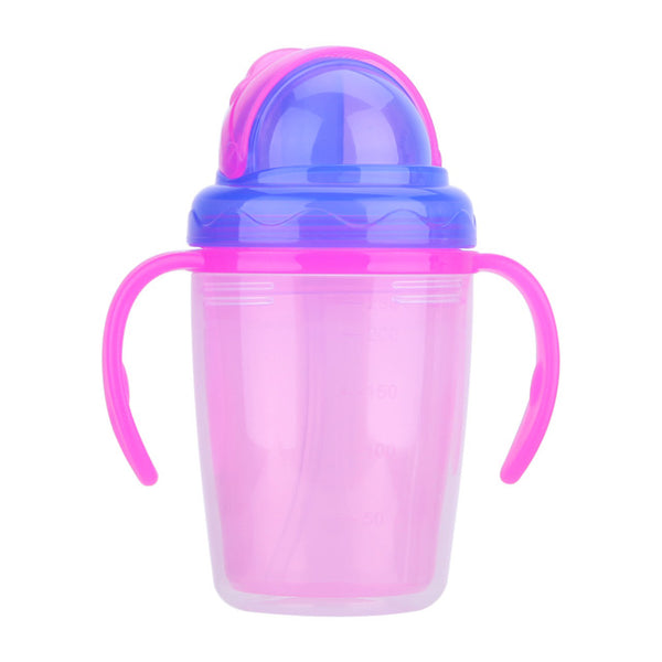230ml Baby Kids Cup Children Straw Water Bottle Feeding Drinking Silicone Handle Bottles Cup for Baby Training Feeding Cup