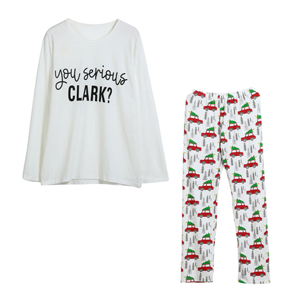 Women Man Long Sleeve T shirt Tops Blouse Pants Christmas Set Family Clothes