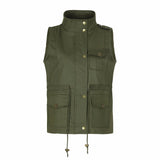Women's Lightweight Sleeveless Stretchy Drawstring Jacket Vest with Zipper