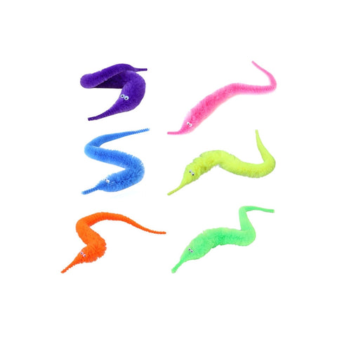 6pcs Magic Vivid Wiggly Twisty Fuzzy Worm Carnival Party Favors Toys