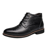 2017 Men's winter boots soft PU leather Crocodile pattern snow boots snowproof and Non-slip Plus cashmere warm shoes plus size