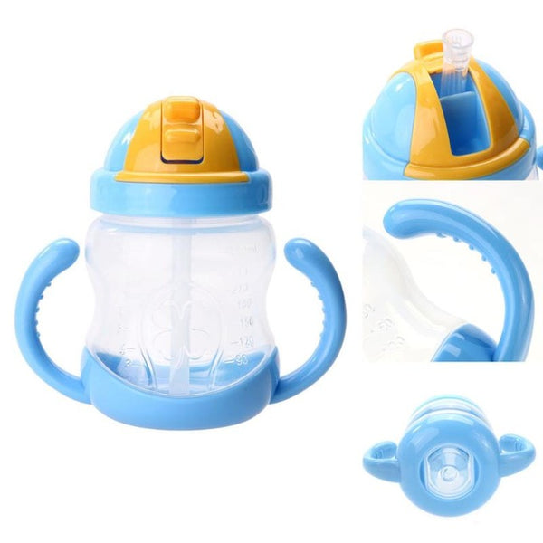 280ml Cute Baby Bottle Cup Kids Children Learn Feeding Drinking Water Handle Bottle Sippy Training Cup Baby Feeding Cup