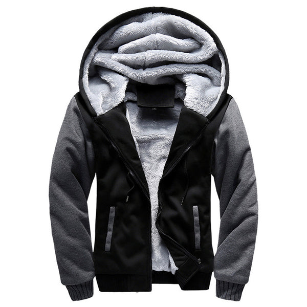 Mens M-5XL Hoodie Winter Warm Fleece Zipper Jacket Outwear Coat