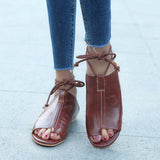 Women Flat-Bottomed Roman Sandals Open Ankle Flat Straps Platform Wedges Shoes